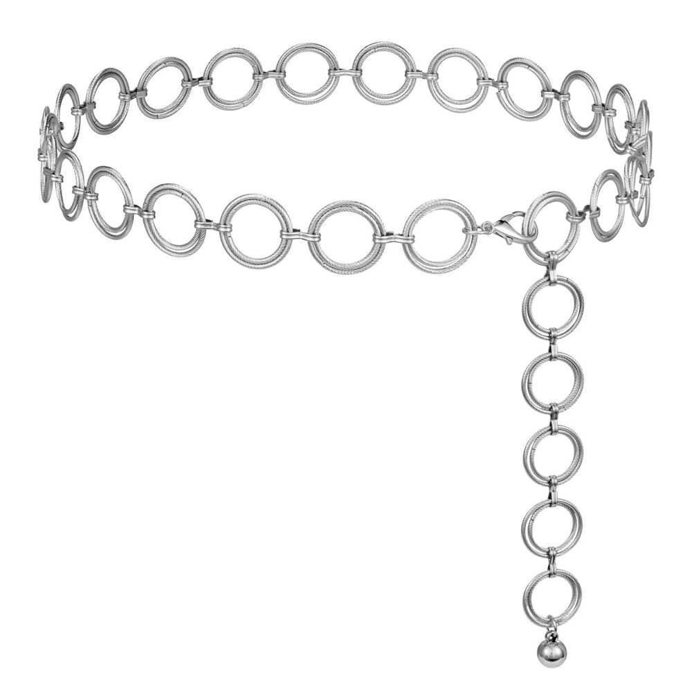 Women Multilayer Gold Silver Metal Link Body Chain Belt Ladies Waist